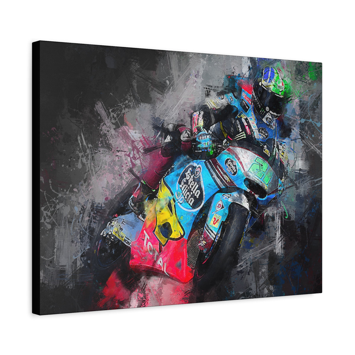 Experience the Roar: Stretched Canvas Fine Art MotoGP Print Poster - Ready to Hang, Wall Art MotoGP Gift