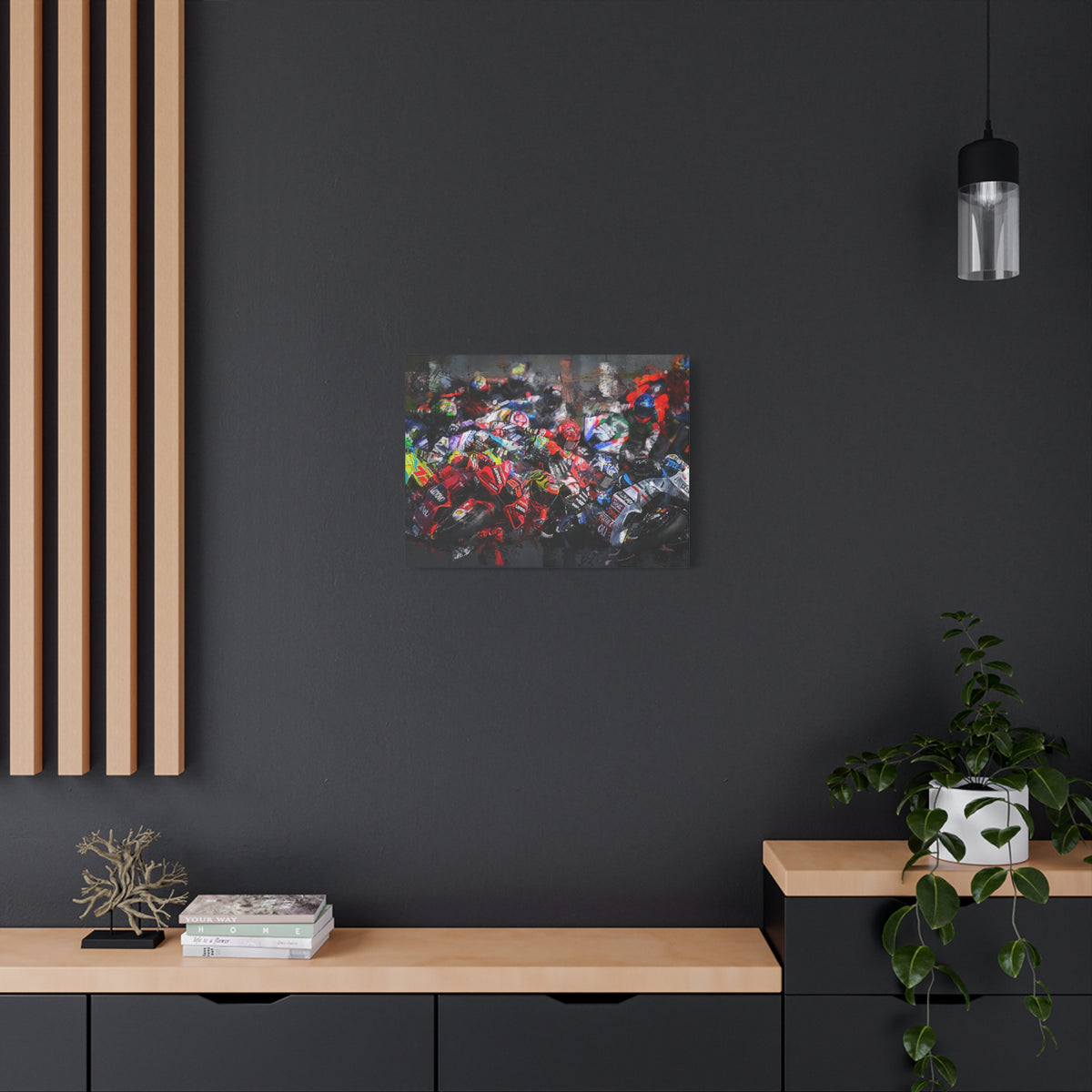 MotoGP Start Line Masterpiece: Stretched Canvas Fine Art Print Poster - Ready to Hang, the Ultimate Wall Art MotoGP Gift