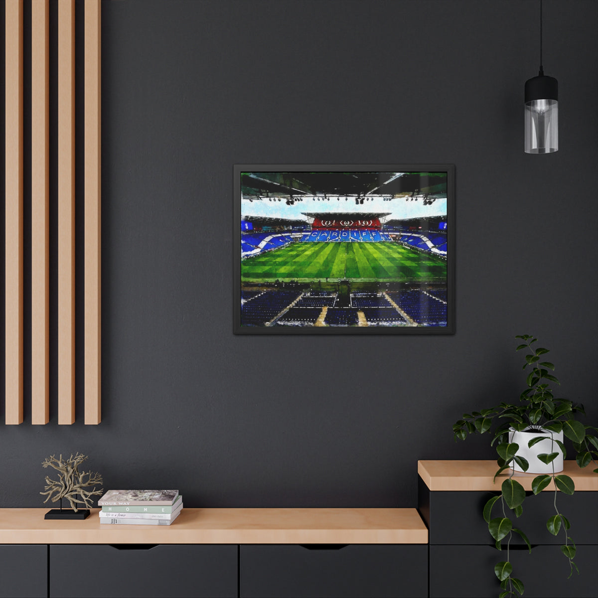 Cardiff City Stadium. Ready to Hang Framed Watercolour Fine Art Painting Print Poster, Football Wall Art, Soccer Fan Gift