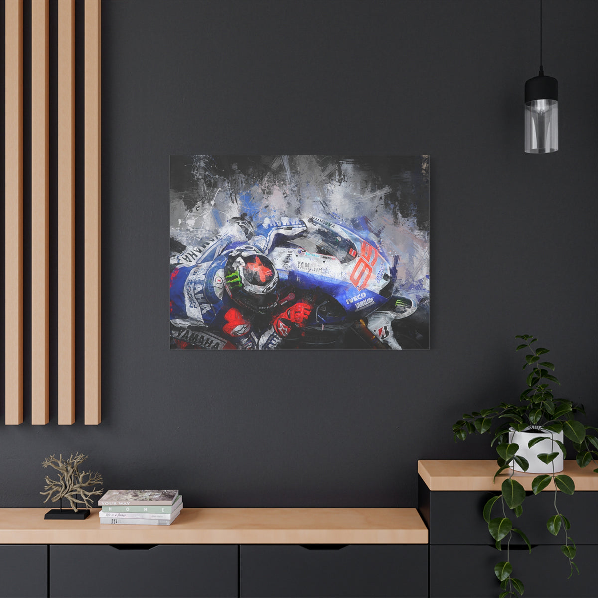 Ride the Rush with Jorge Lorenzo : Stretched Canvas Fine Art MotoGP Print Poster - Ready to Hang, Wall Art MotoGP Gif