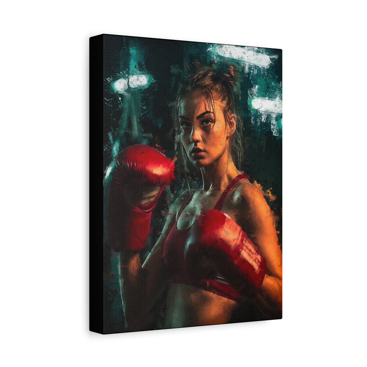 Powerful Punch: Canvas Framed Fine Art Print Poster - Ready to Hang, Wall Art Boxing Gift