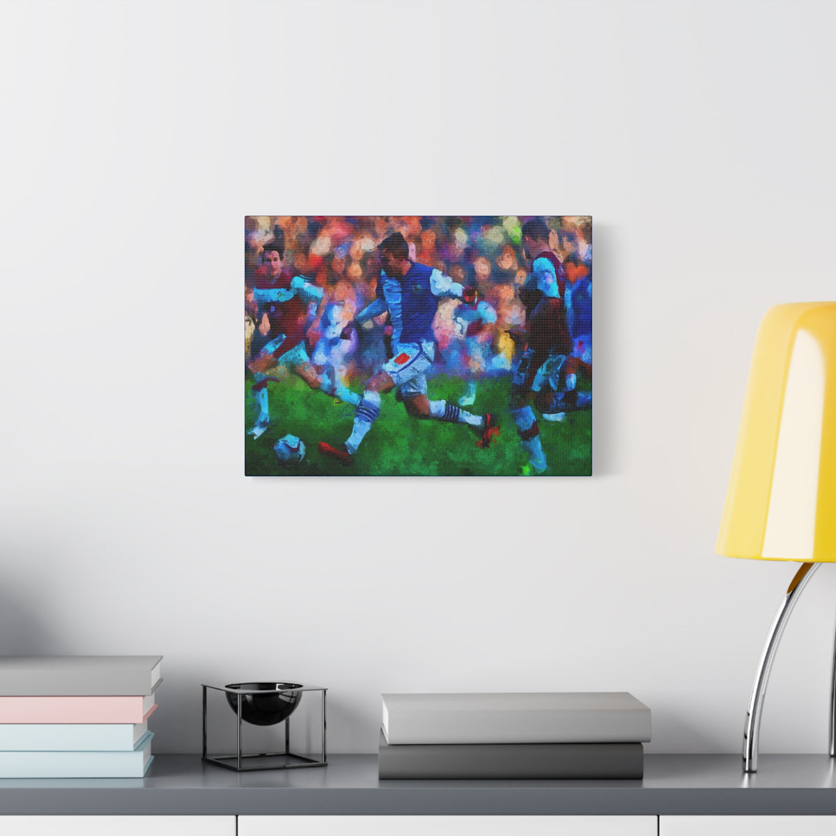 Burnley vs. Blackburn Rovers Derby Ready to Hang Framed Impessionist Fine Art Painting Print Poster, Football Wall Art, Soccer Fan Gift