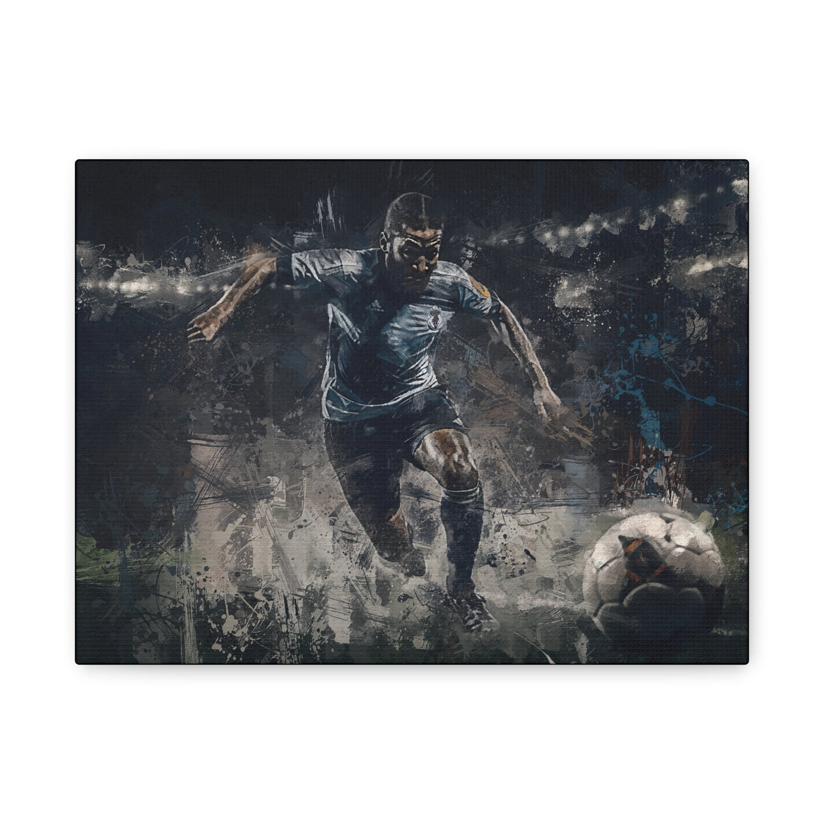 Dribbling Elegance: Expressionist Soccer Art Painting Print - Stretched Canvas Fine Art Poster, Ready to Hang - Ideal Football Fan Gift