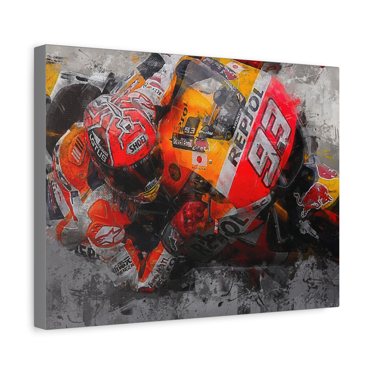 Marc Marquez Masterpiece, Stretched Canvas Fine Art MotoGP Print Poster, Ready to Hang, Wall Art MotoGP Gift