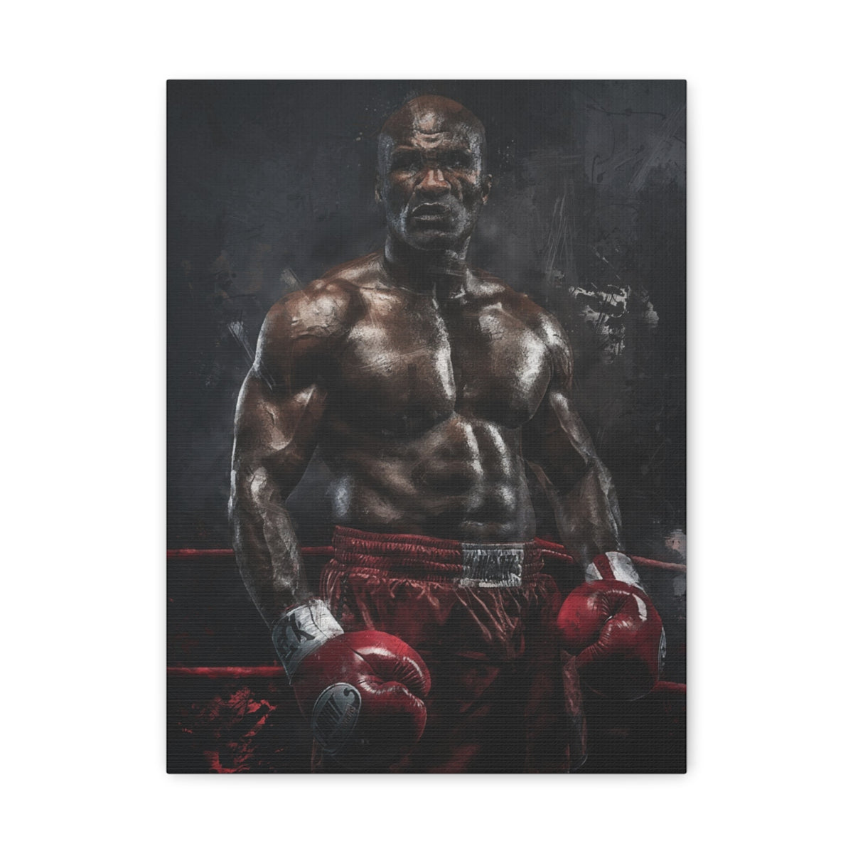 Evander Holyfield Portrait Painting: Stretched Canvas Fine Art Boxing Print Poster - Ready to Hang, Wall Art Boxing Gift
