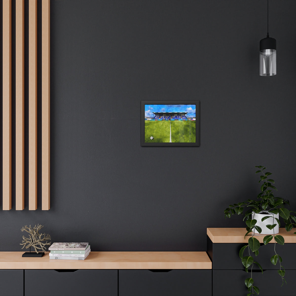 Barrow Holker Street Watercolour Fine Art Painting - Ready to Hang Framed Print Poster, Football Wall Art, Soccer Fan Gift