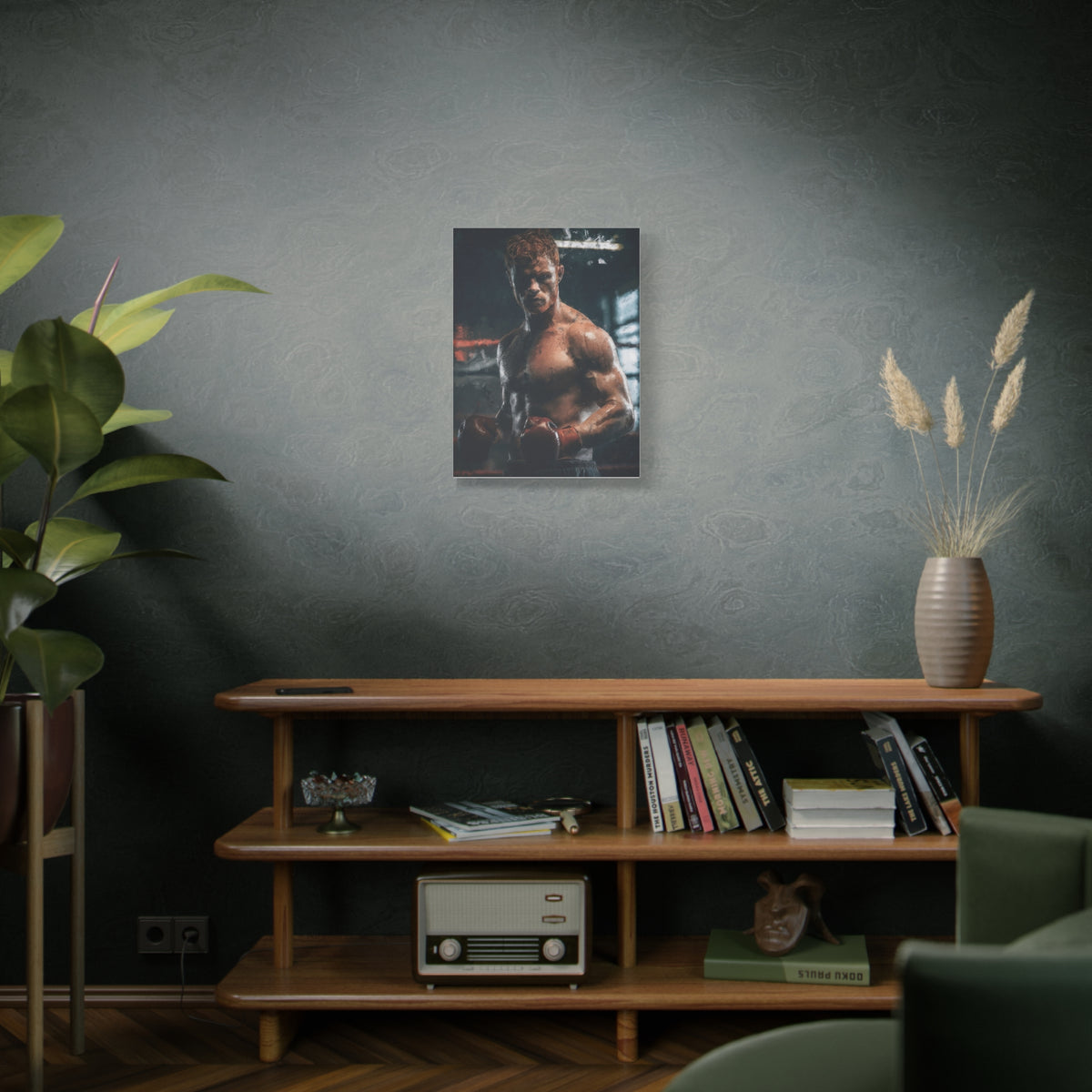 Canelo Álvarez Painting: Expressive Boxing Brilliance - Stretched Canvas Fine Art Boxing Print Poster, Ready to Hang, Wall Art Boxing Gift