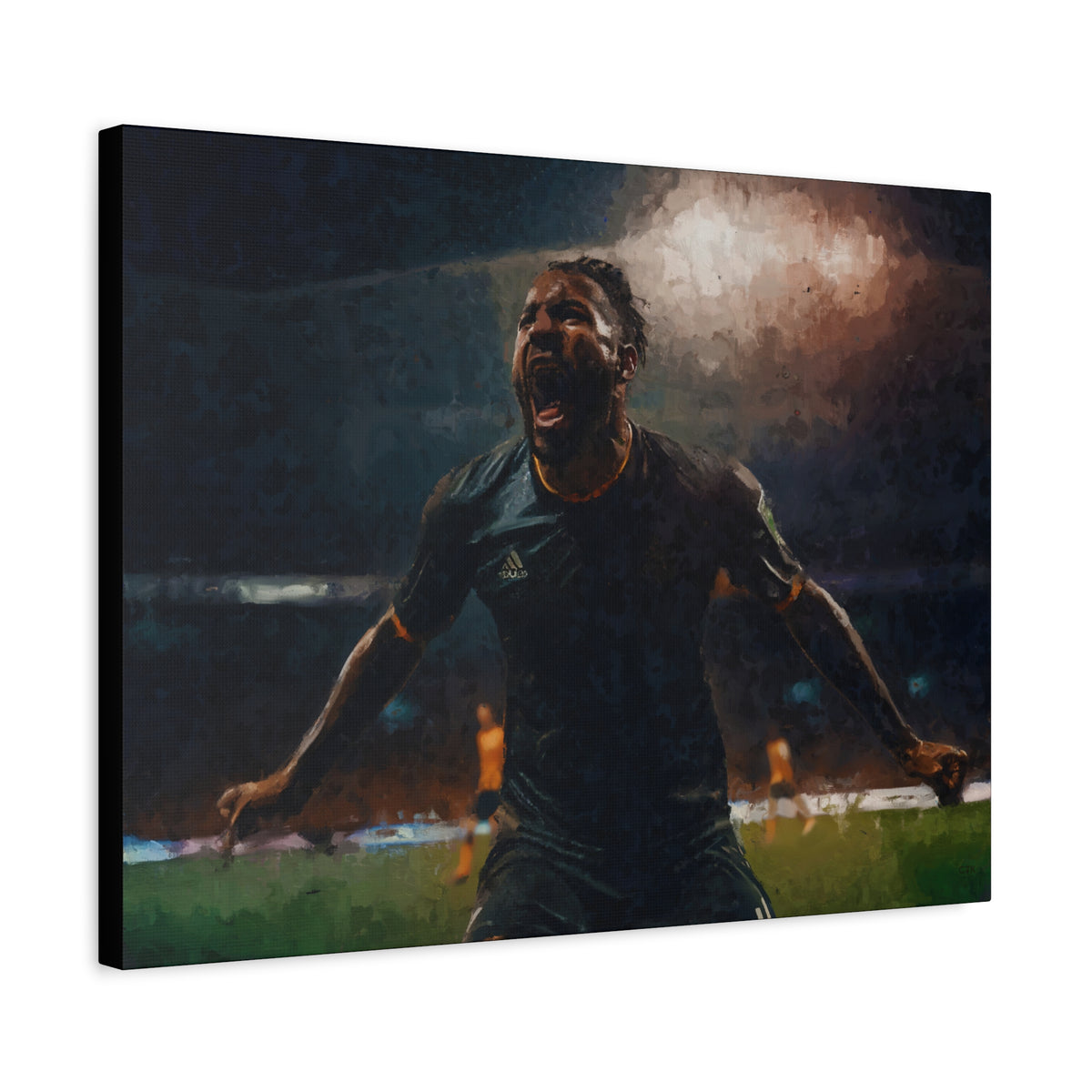 Celebrating Victory: Impressionist Soccer Art Print - Stretched Canvas Fine Art Poster, Ready to Hang - Perfect Football Fan Gift.