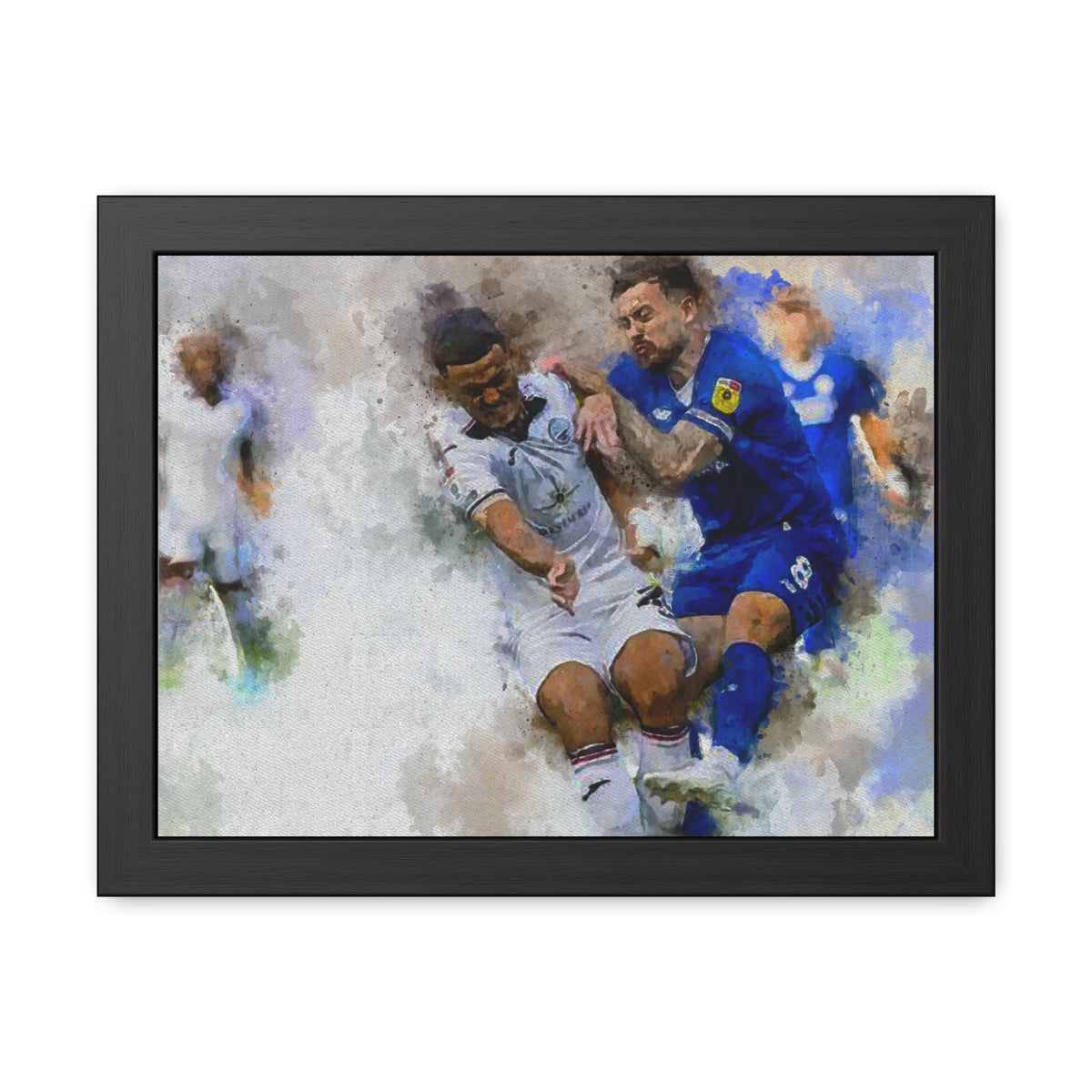 Cardiff vs. Swansea Derby Ready to Hang Framed Watercolour Fine Art Painting Print Poster, Football Wall Art, Soccer Fan Gift