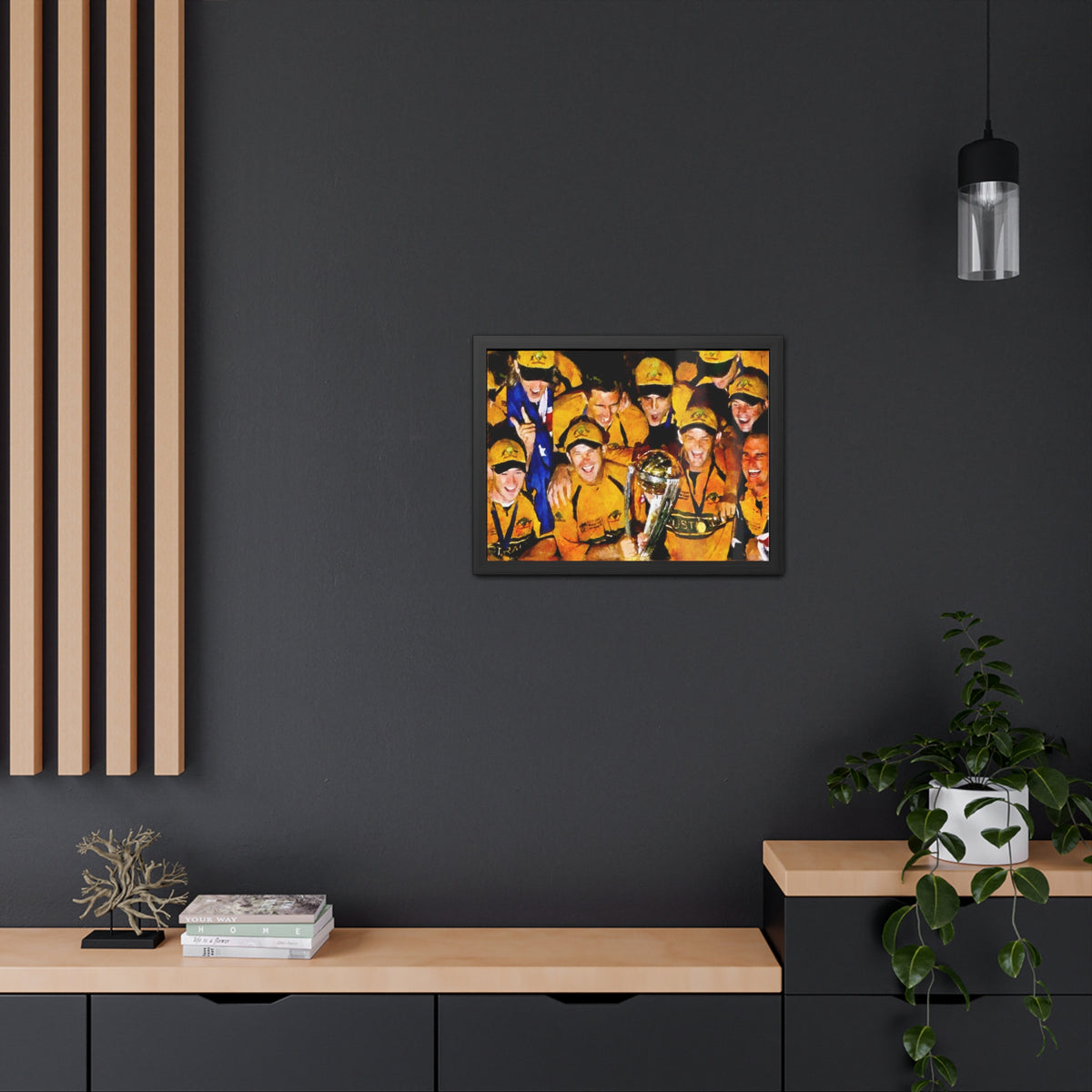 2007 Cricket World Cup Triumph: Australia's Trophy Celebration in Watercolour - Fine Art Print, Ready to Hang Wall Art Cricket Gift.