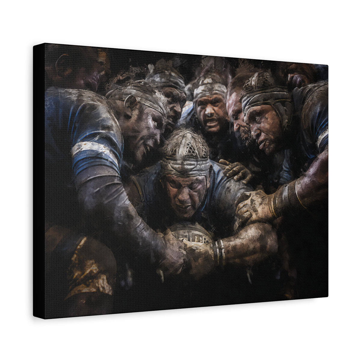 Rugby Ruck: Expressionist Canvas Fine Art Print Poster - Ready to Hang Wall Art, Rugby Fan Gift