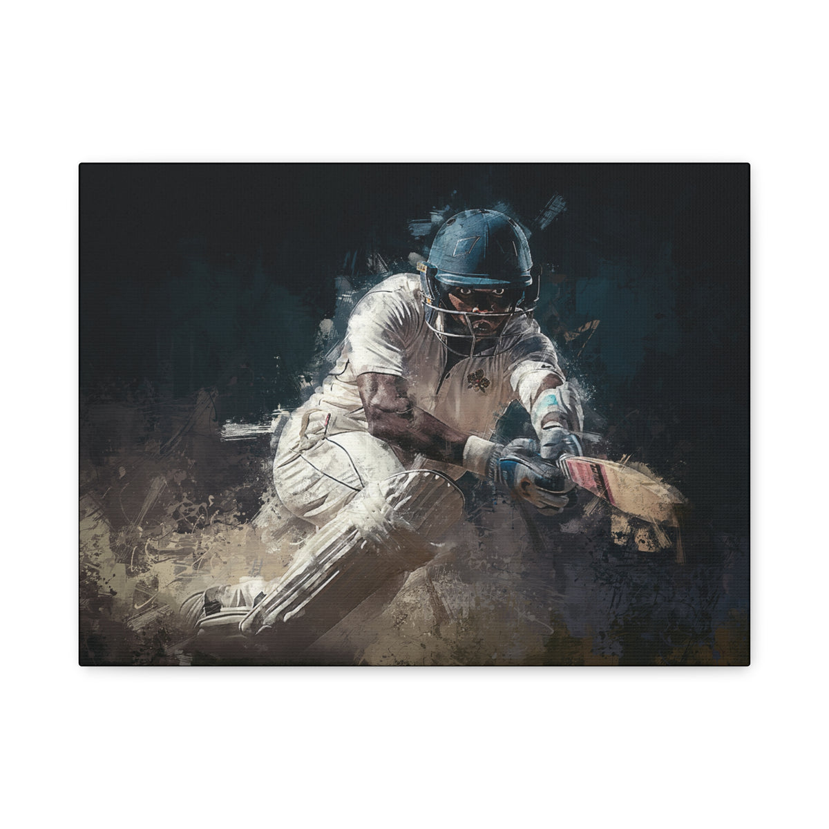 Cricket Elegance Unleashed: Expressionist Oil Painting Canvas Art Print - Perfect Cricket Gift, Wall Art,  Ready to Hang, Stretched, 1.25"