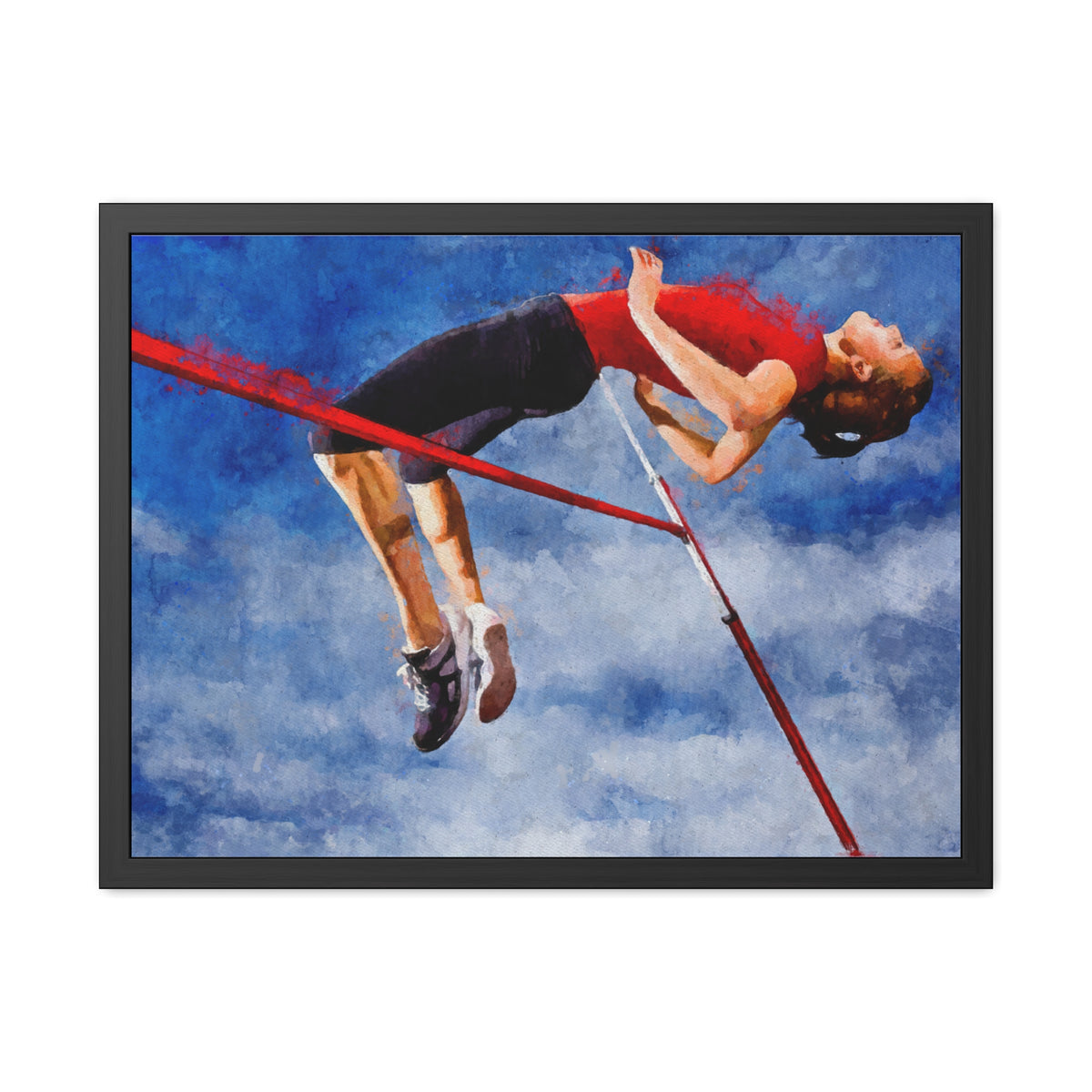 Expressionist Art Framed Watercolour Print of High Jumper - Ready to Hang Fine Art Painting Poster, Athletics Wall Art, Athletics Fan Gift