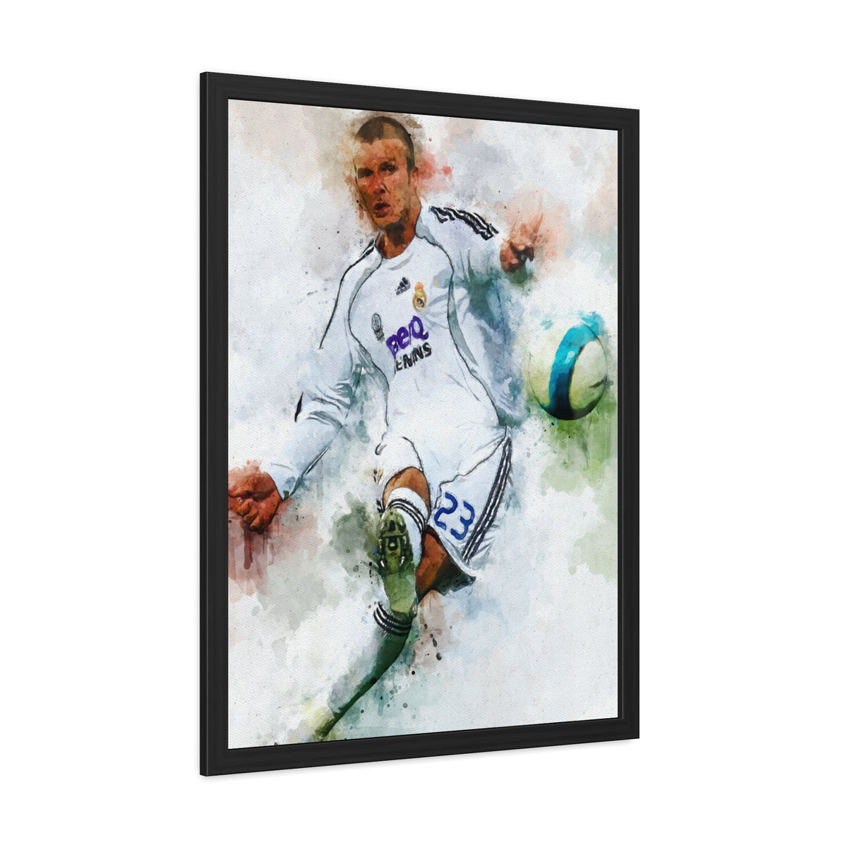 Celebrate Beckham: Expressionist Watercolour Portrait - Soccer Legend Art! Ready to Hang Framed Fine Art Print Poster, Football Wall Art, Soccer Fan Gift