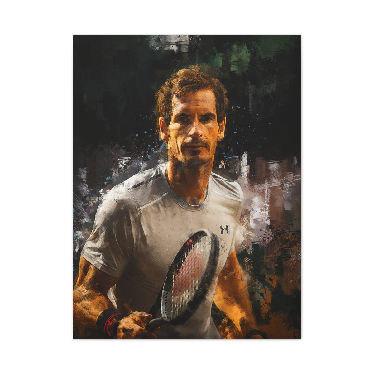 Roger Federer Expressionist Modern Art Painting Print on Canvas - Stretched Canvas Tennis Fine Art Print Poster - Ready to Hang Wall Art, Tennis Fan Gift