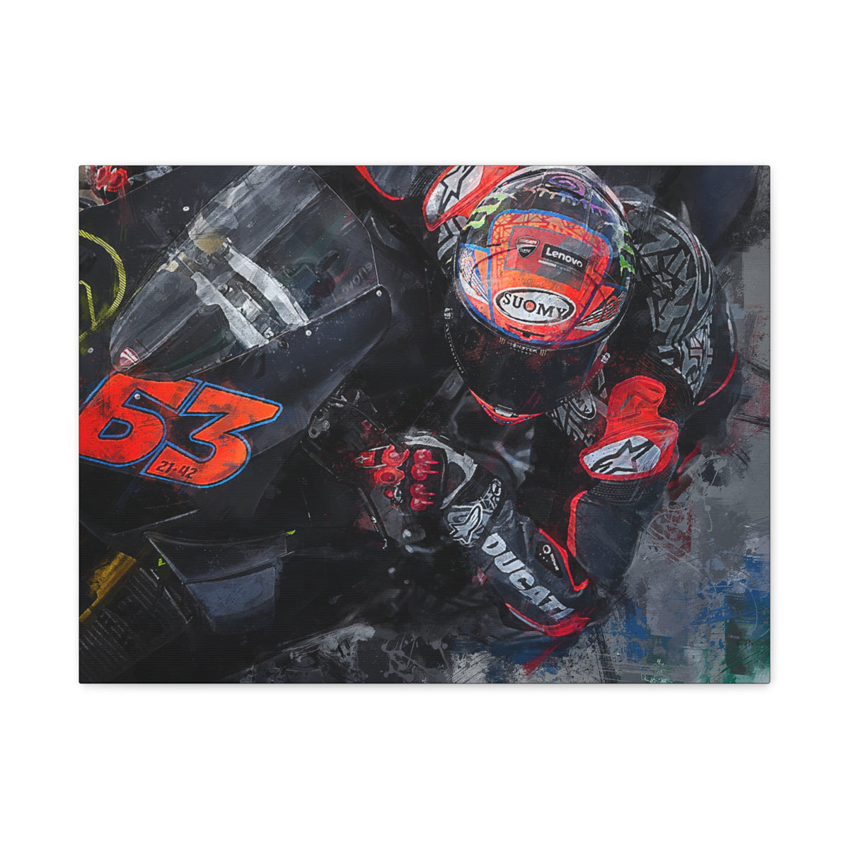 Ducati Cornering: Stretched Canvas Fine Art MotoGP Print - Ready to Hang, Wall Art MotoGP Gift