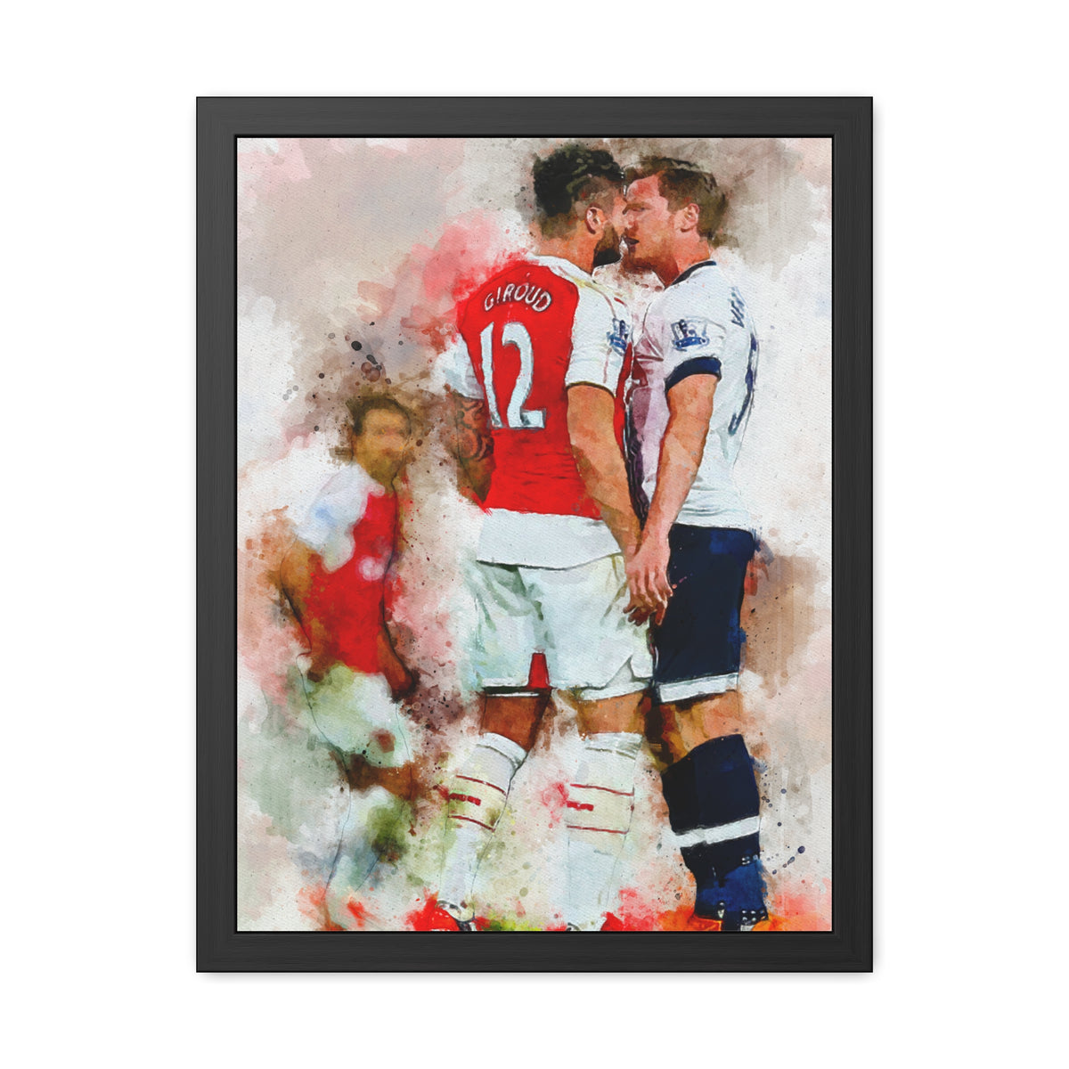 Arsenal vs. Tottenham Derby Ready to Hang Framed Watercolour Fine Art Painting Print Poster, Football Wall Art, Soccer Fan Gift