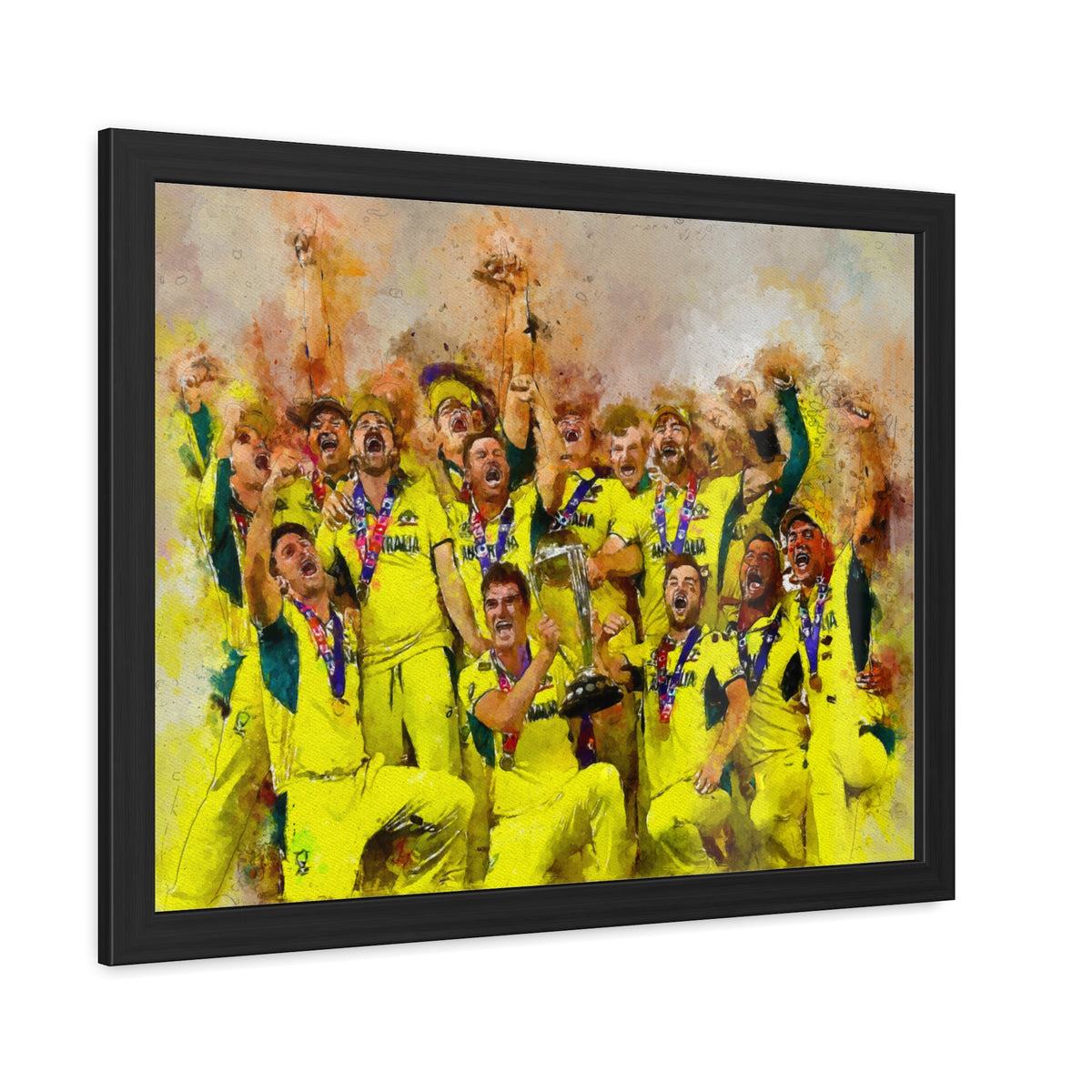 2023 Cricket World Cup Triumph: Australia's Celebratory Scene in Watercolour - Fine Art Print, Ready to Hang, Wall Art Cricket Gift