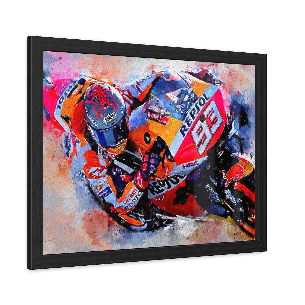 Hear the Roar: Marc Marquez MotoGP Watercolour - Framed Fine Art Print Poster, Ready to Hang - Elevate Your Space with MotoGP Gift