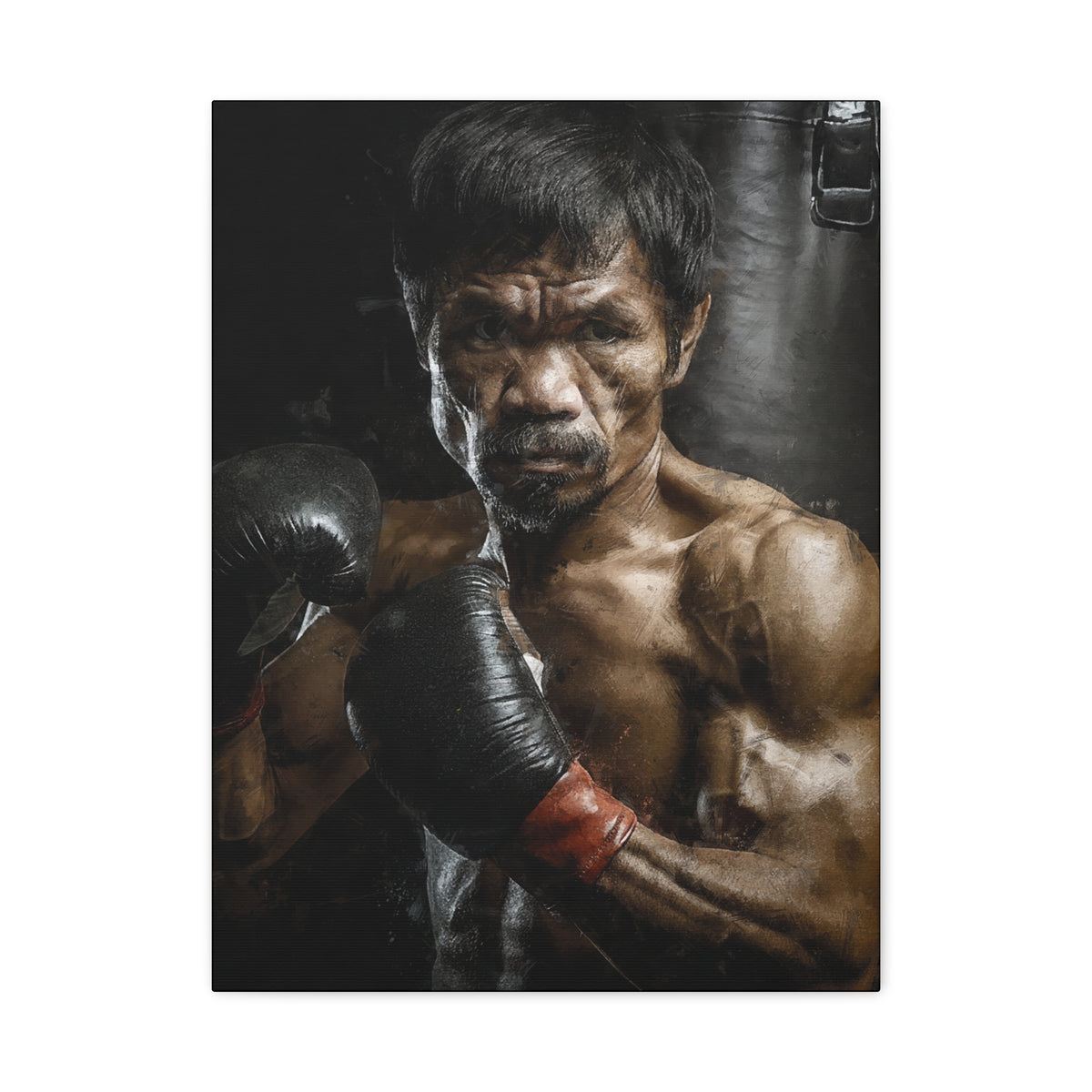 Manny Pacquiao Portrait Painting: Stretched Canvas Fine Art Boxing Print Poster- Ready to Hang, Wall Art Boxing Gift