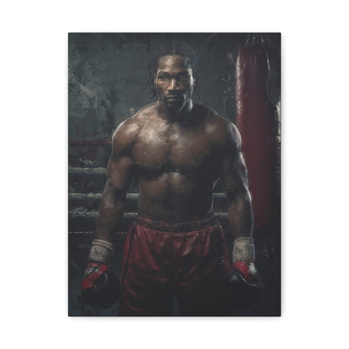 Lennox Lewis: Dynamic Boxing Brilliance - Stretched Canvas Fine Art Boxing Print Poster, Ready to Hang, Wall Art Boxing Gift