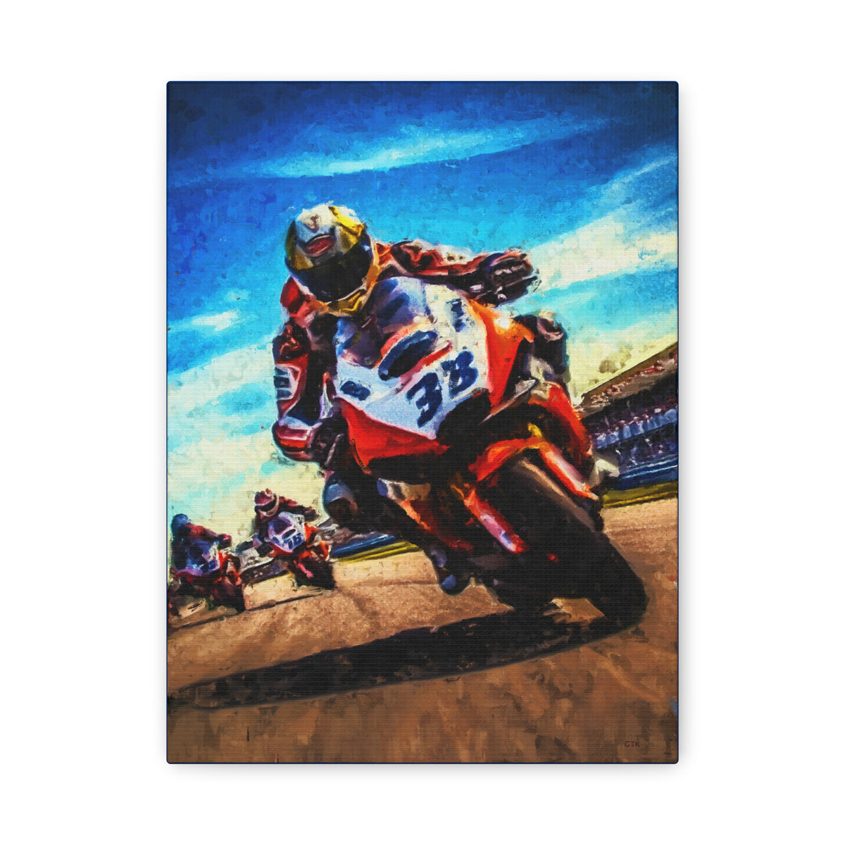 Impressionist Painting MotoGP Racing Stretched Canvas Fine Art Print,  Ready-to-Hang,  Perfect MotoGP Gift