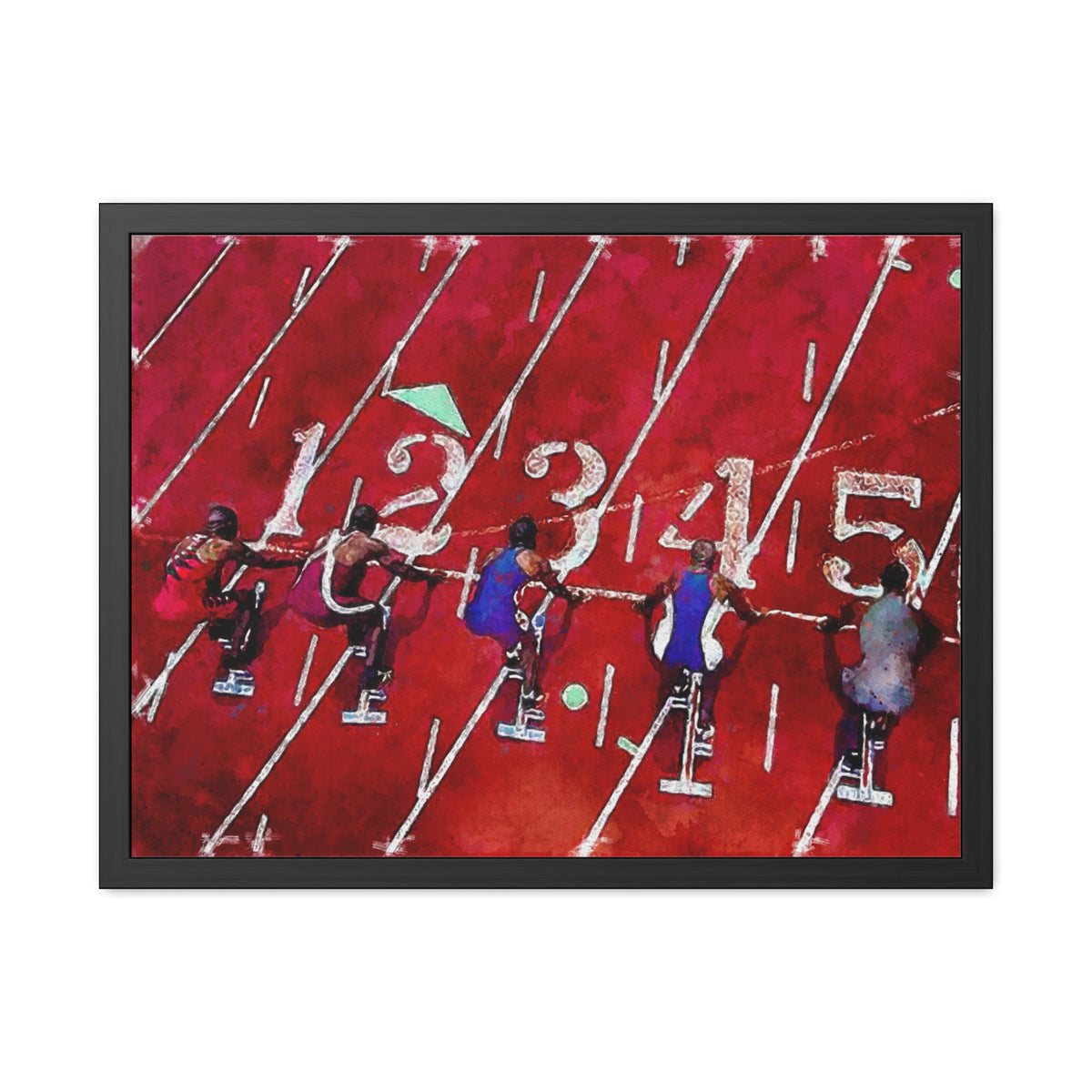 Vibrant Sprint Racer Art Print - Expressionist Watercolour Painting, Hand-Crafted Frame, Ready to Hang, Athletics Wall Art, Athletics Fan Gift