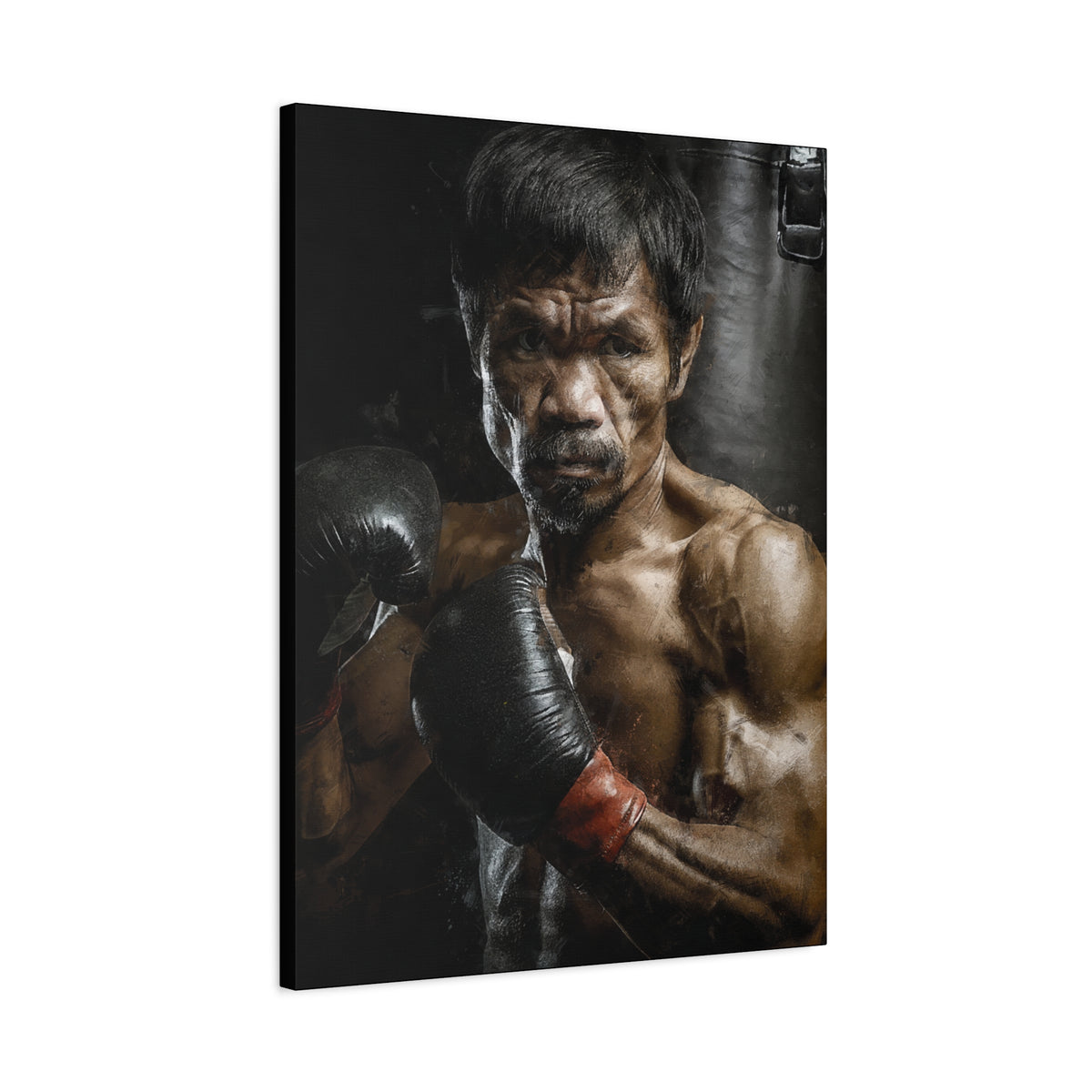 Manny Pacquiao Portrait Painting: Stretched Canvas Fine Art Boxing Print Poster- Ready to Hang, Wall Art Boxing Gift