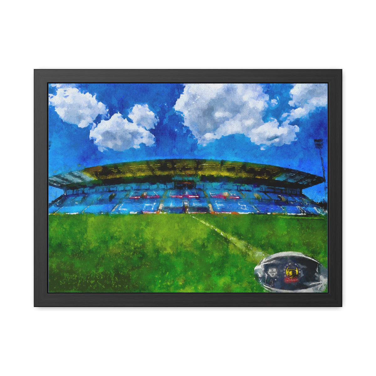 Sandy Park Reverie: Exeter Chiefs Expressionist Painting - Ready to Hang Framed Rugby Print, Stadium Ground Wall Art, Chiefs Rugby Fan Gift
