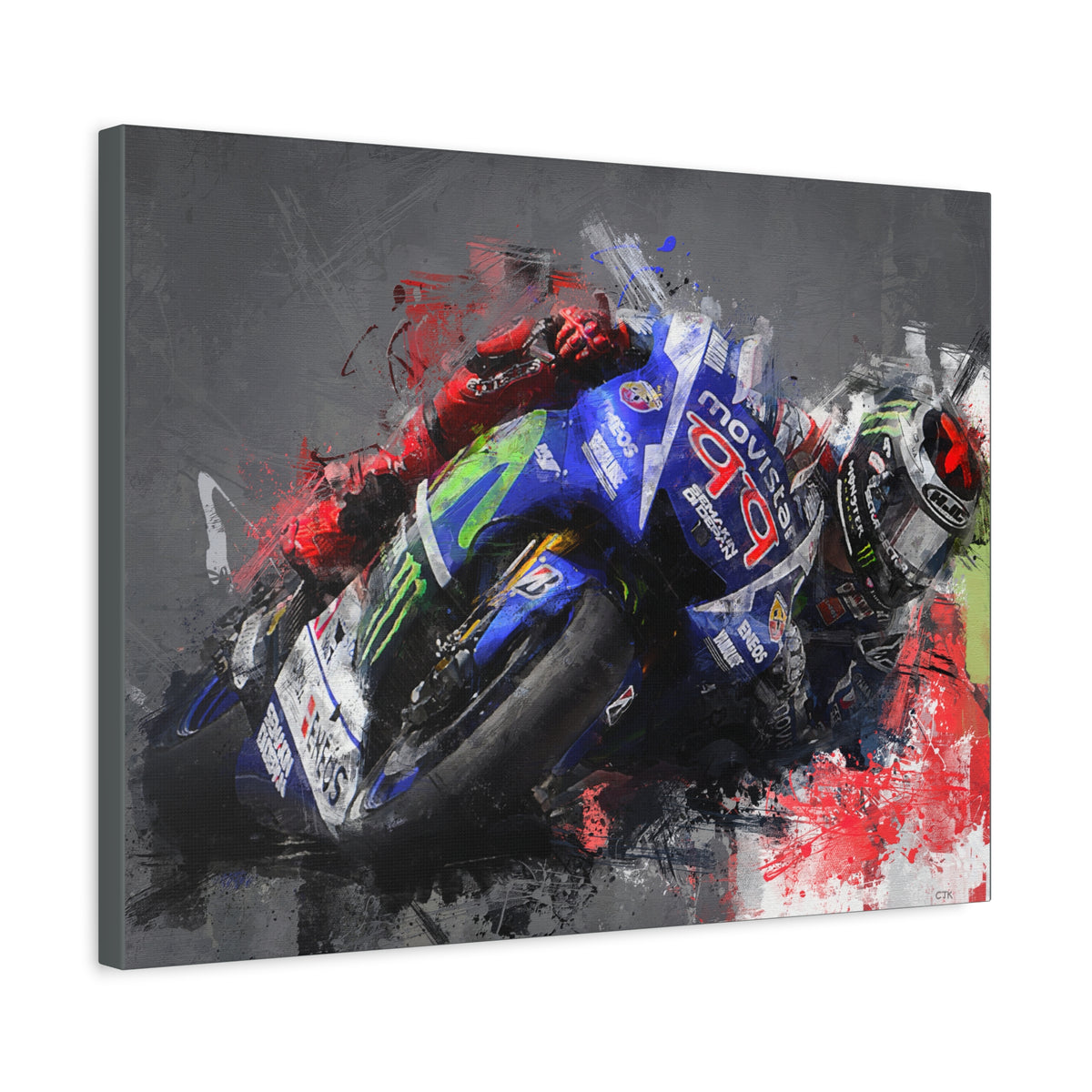 Speed Unleashed: Stretched Canvas Fine Art MotoGP Print Poster - Ready to Hang, Wall Art MotoGP Gift