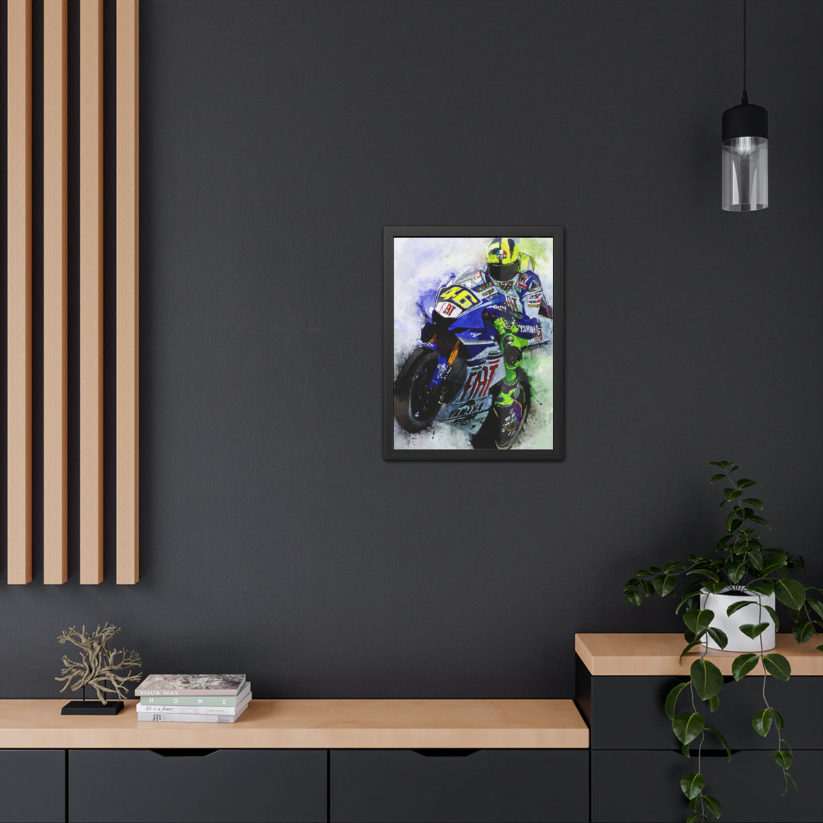 MotoGP Thrills Unleashed: Framed Watercolour Fine Art MotoGP Print - Ready to Hang, Wall Art Poster for the Ultimate MotoGP Gift