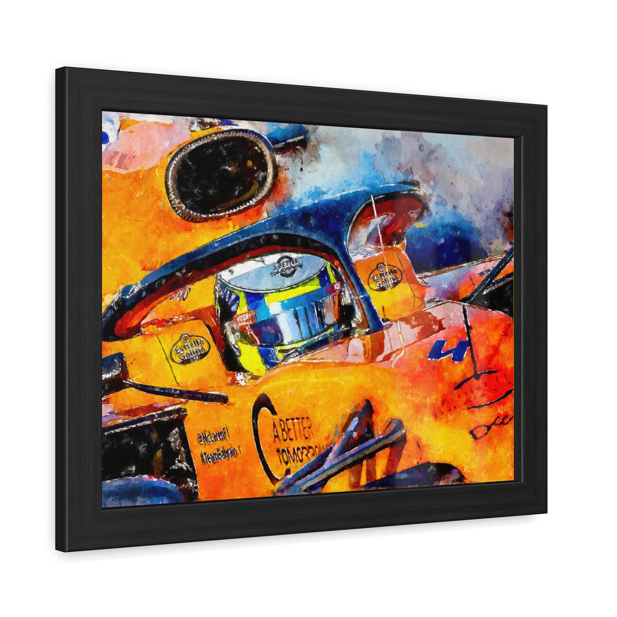 Lando Norris F1 Masterpiece: Framed Watercolour Fine Art Print Poster - Ready to Hang, Wall Art Formula One Gift