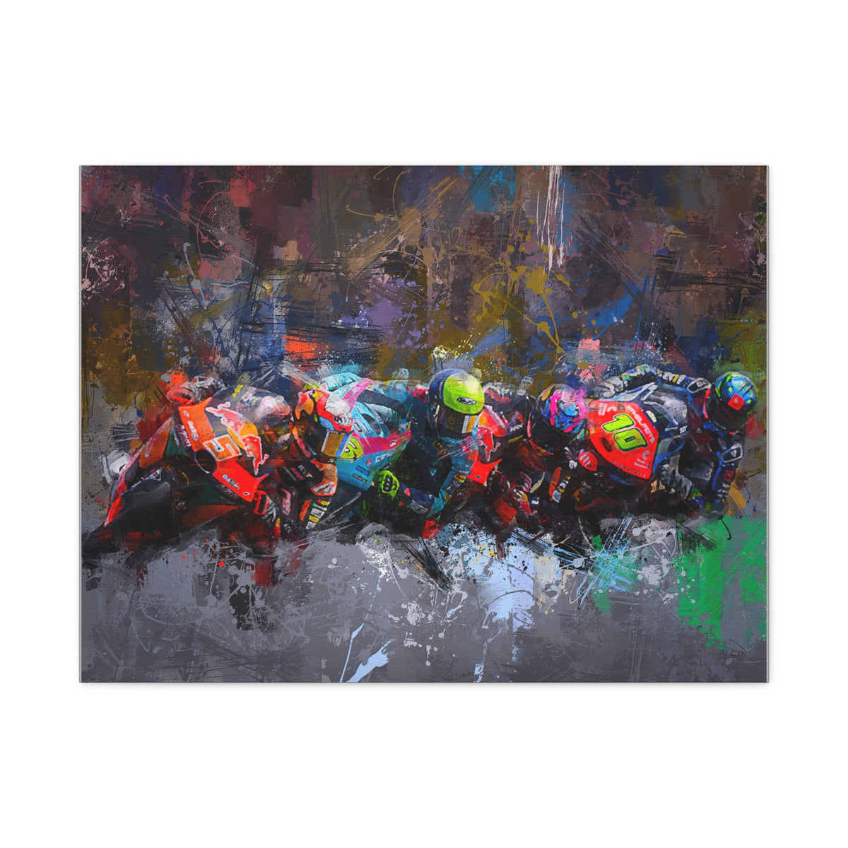 Racing Elegance: Stretched Canvas MotoGP Fine Art Print Poster - Ready to Hang, Wall Art MotoGP Gift