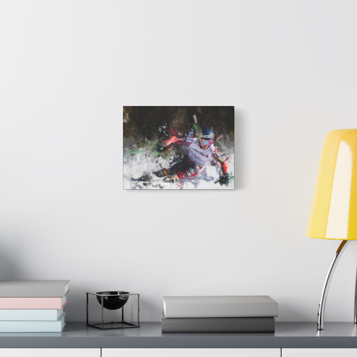 Ted Ligety's Precision: Expressionist Skiing Painting Print - Stretched Canvas Fine Art Print Poster, Ready to Hang Wall Art, Skier Gift