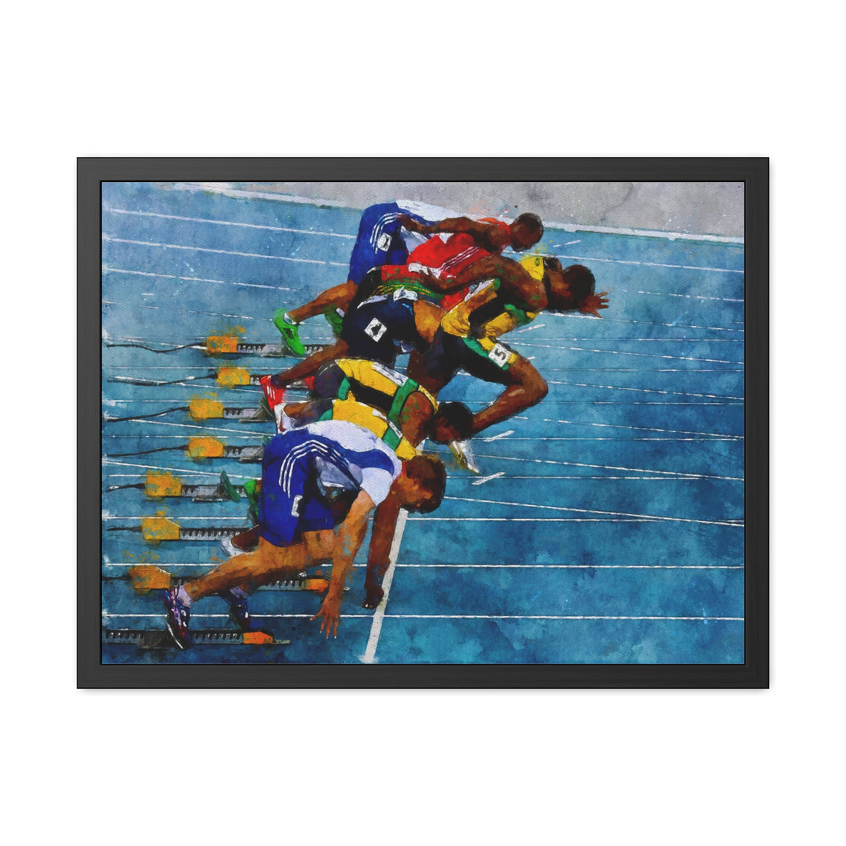Sprint Race Memorabilia - Expressionist Framed Watercolour Art Print, Perfect for Athletics Fans, Ready to Hang, Athletics Wall Art, Athletics Fan Gift
