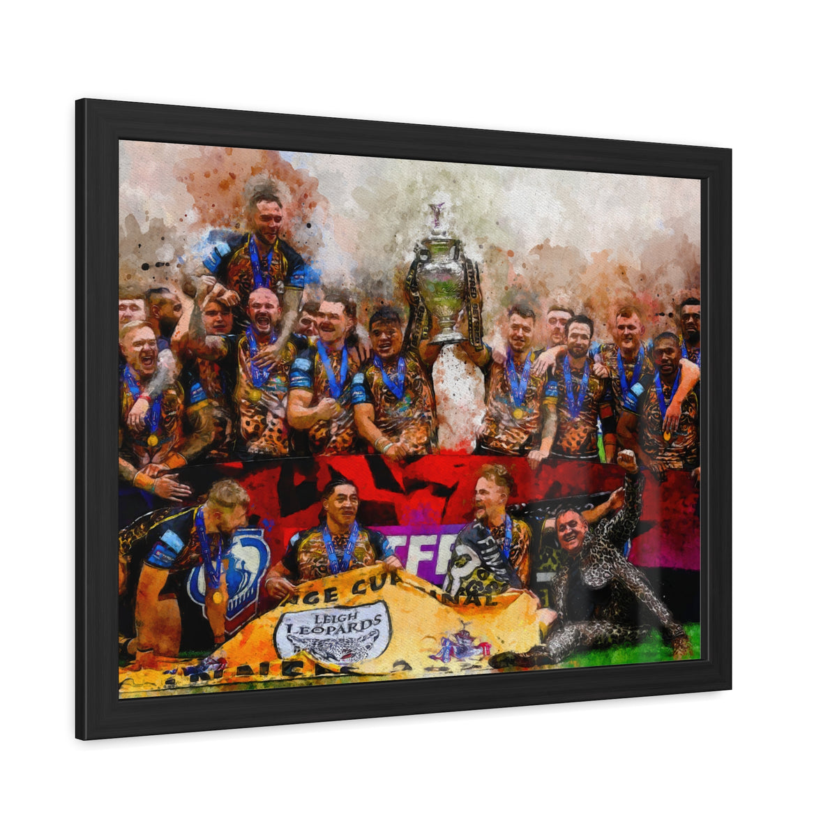 Rugby League Challenge Cup Winners 2023 Leigh Leopards Framed Art Print Poster, Ready to Hang, Leopards Fan Gift