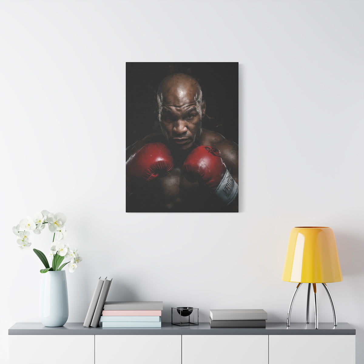Red Glove Boxing Power: Stretched Canvas Fine Art Boxing Print Poster - Ready to Hang, Wall Art Boxing Gift