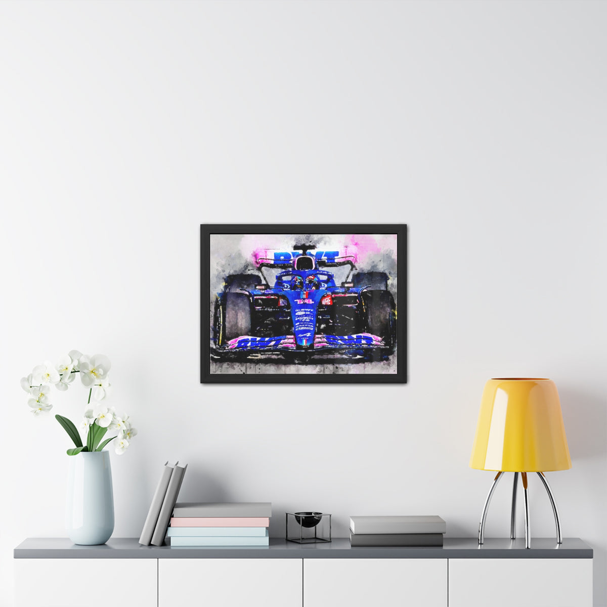 Adrenaline Rush: Framed Watercolour F1 Fine Art Print Poster, A Thrilling Statement for Your Wall, Ready to Hang, Perfect Formula One Gift