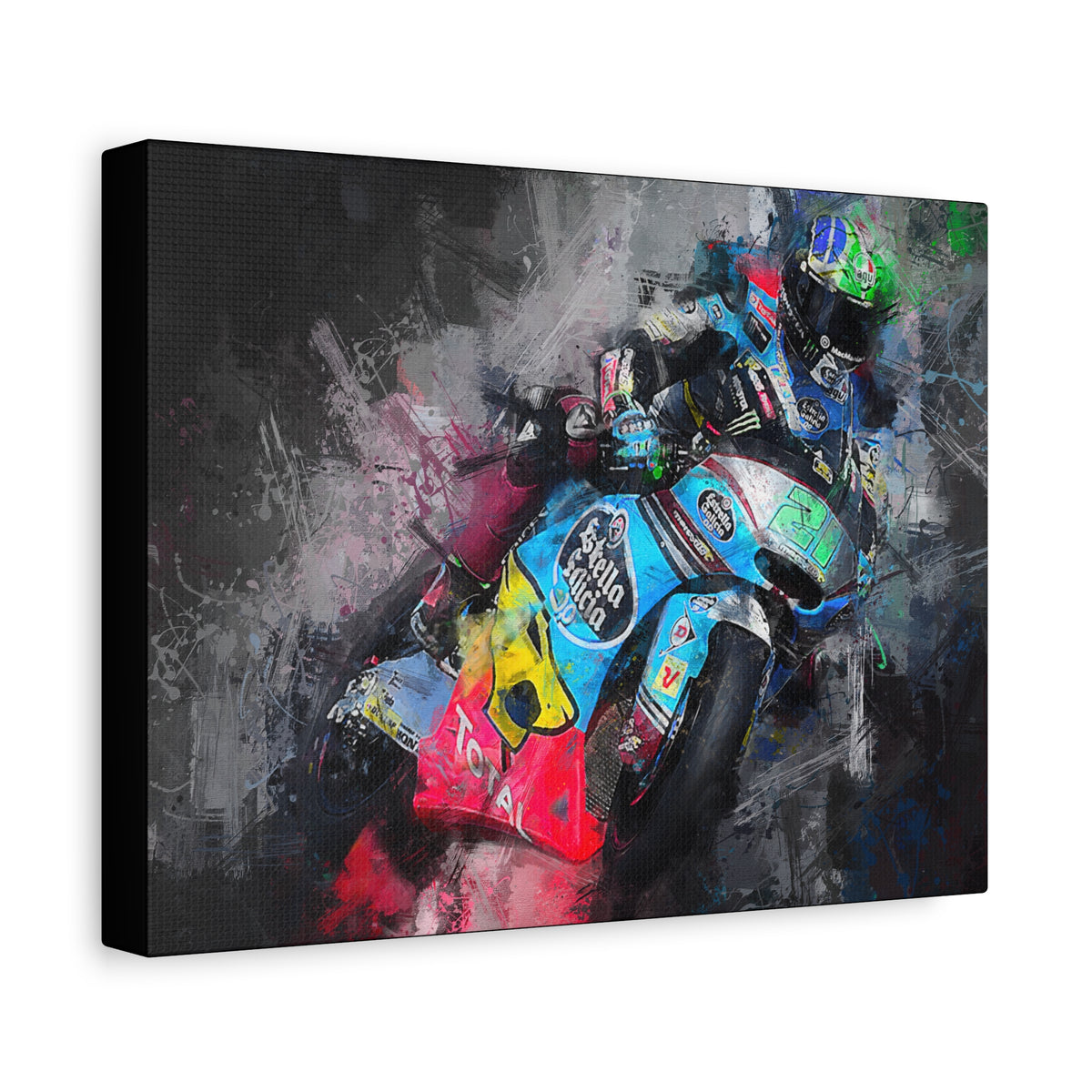 Experience the Roar: Stretched Canvas Fine Art MotoGP Print Poster - Ready to Hang, Wall Art MotoGP Gift