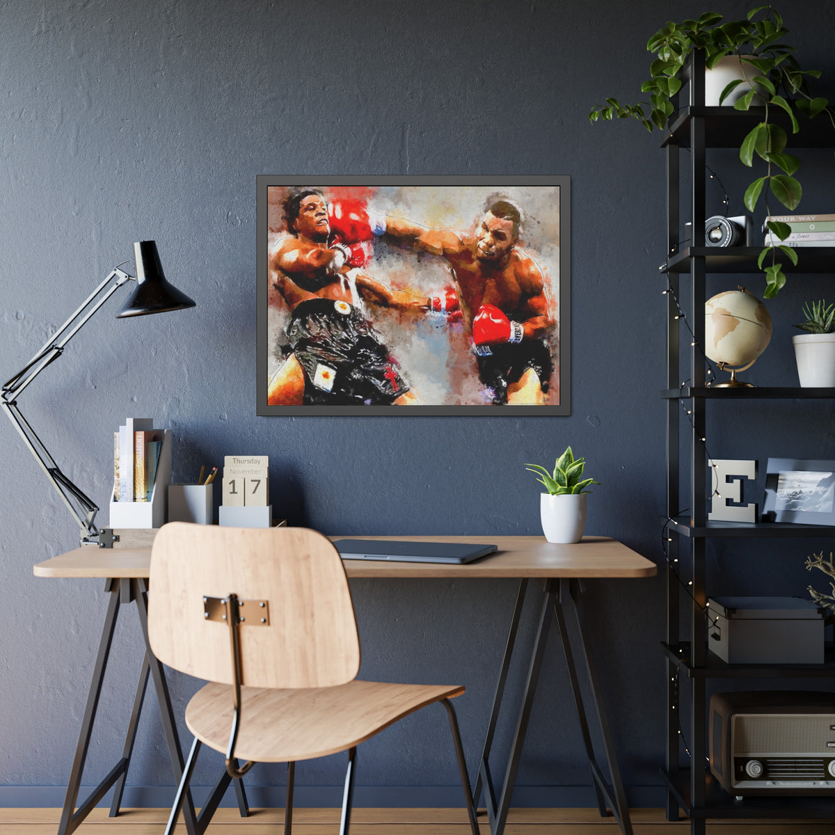 Mike Tyson's Raw Power - Framed Watercolour Fine Art Boxing Print Poster: Ready to Hang, Wall Art Boxing Gift