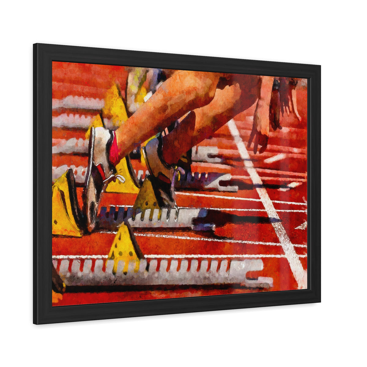 Capture the Sprint Race Thrill - Expressionist Modern Art Watercolour Painting Print, Ready to Hang Framed, Athletics Wall Art, Athletics Fan Gift