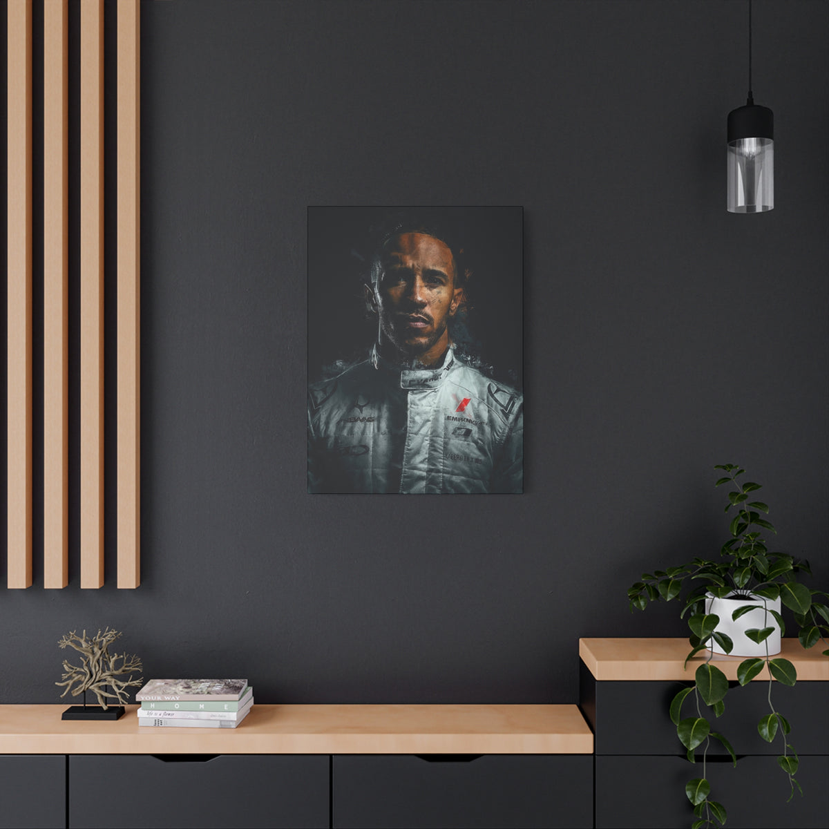 Captivating Lewis Hamilton Portrait - Stretched Canvas Fine Art Print, Ready to Hang, Wall Art Formula One Gift