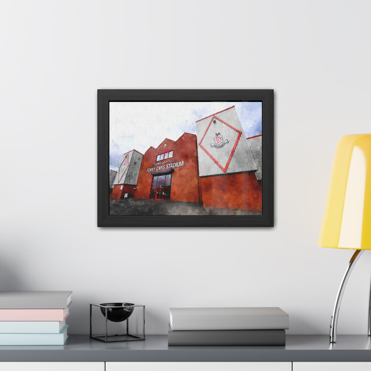 Airdrieonians Excelsior Stadium Watercolour Art - Dynamic Diamonds Football Print - Ready to Hang Framed Watercolour Fine Art Painting Print Poster