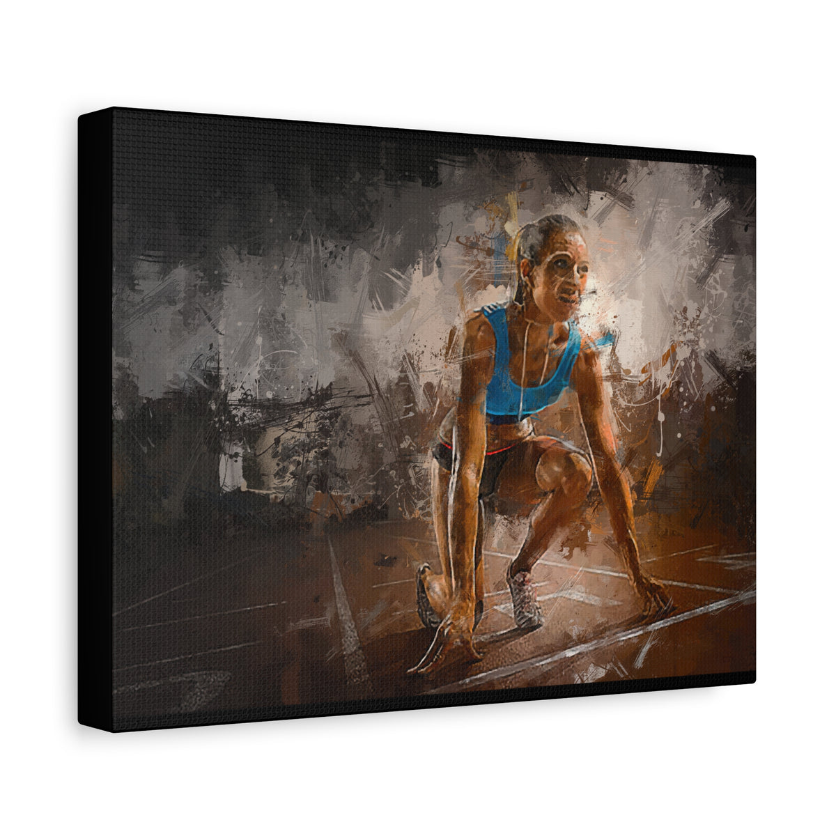 Expressionist Sprinter Art Canvas Print - Athletics Art, Stretched Canvas Fine Art Print Poster- Ready to Hang Wall Art, Sprinter Fan Gift