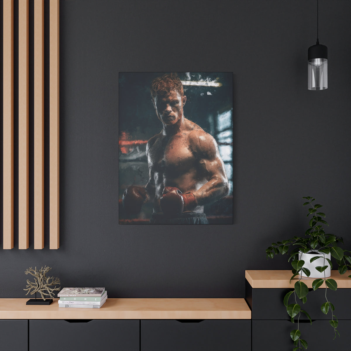 Canelo Álvarez Painting: Expressive Boxing Brilliance - Stretched Canvas Fine Art Boxing Print Poster, Ready to Hang, Wall Art Boxing Gift