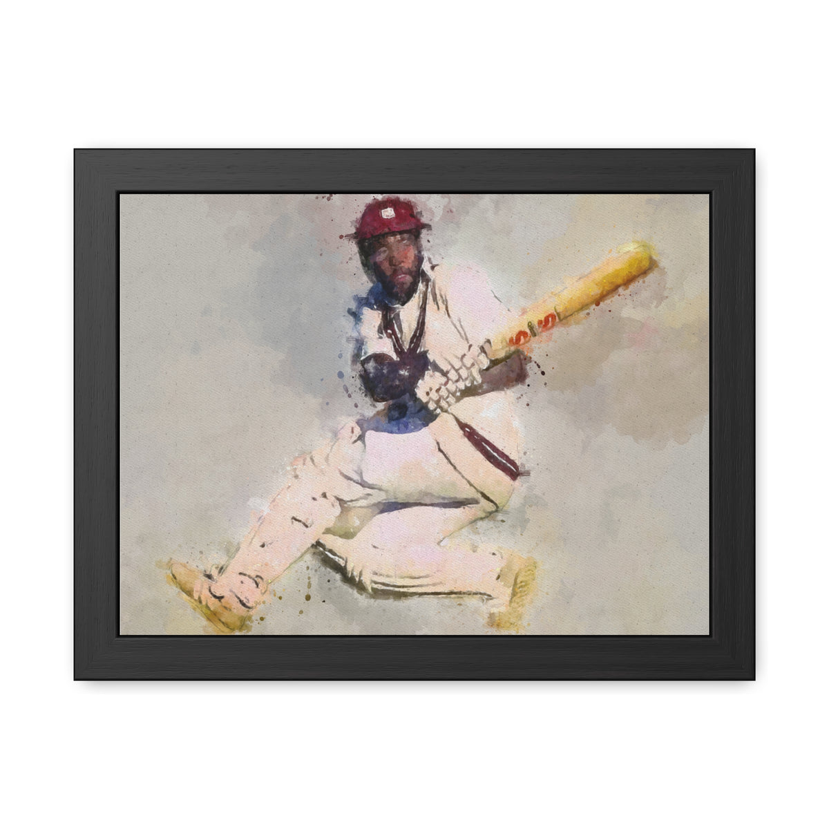 Sir Viv Richards Cricket Legacy: Dynamic Watercolour Framed Portrait Art Print Poster - Ready to Hang Wall Art Cricket Gift