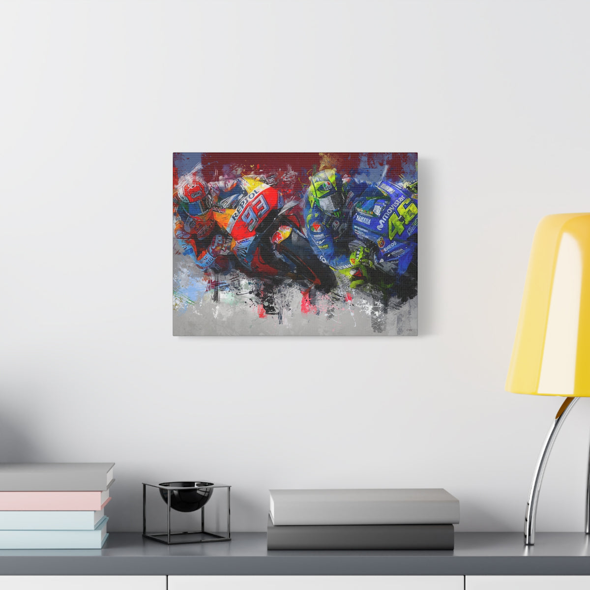MotoGP Racers Conquer the Canvas! Expressionist Stretched Canvas Fine Art MotoGP Print Poster - Ready to Hang, Wall Art MotoGP Gift