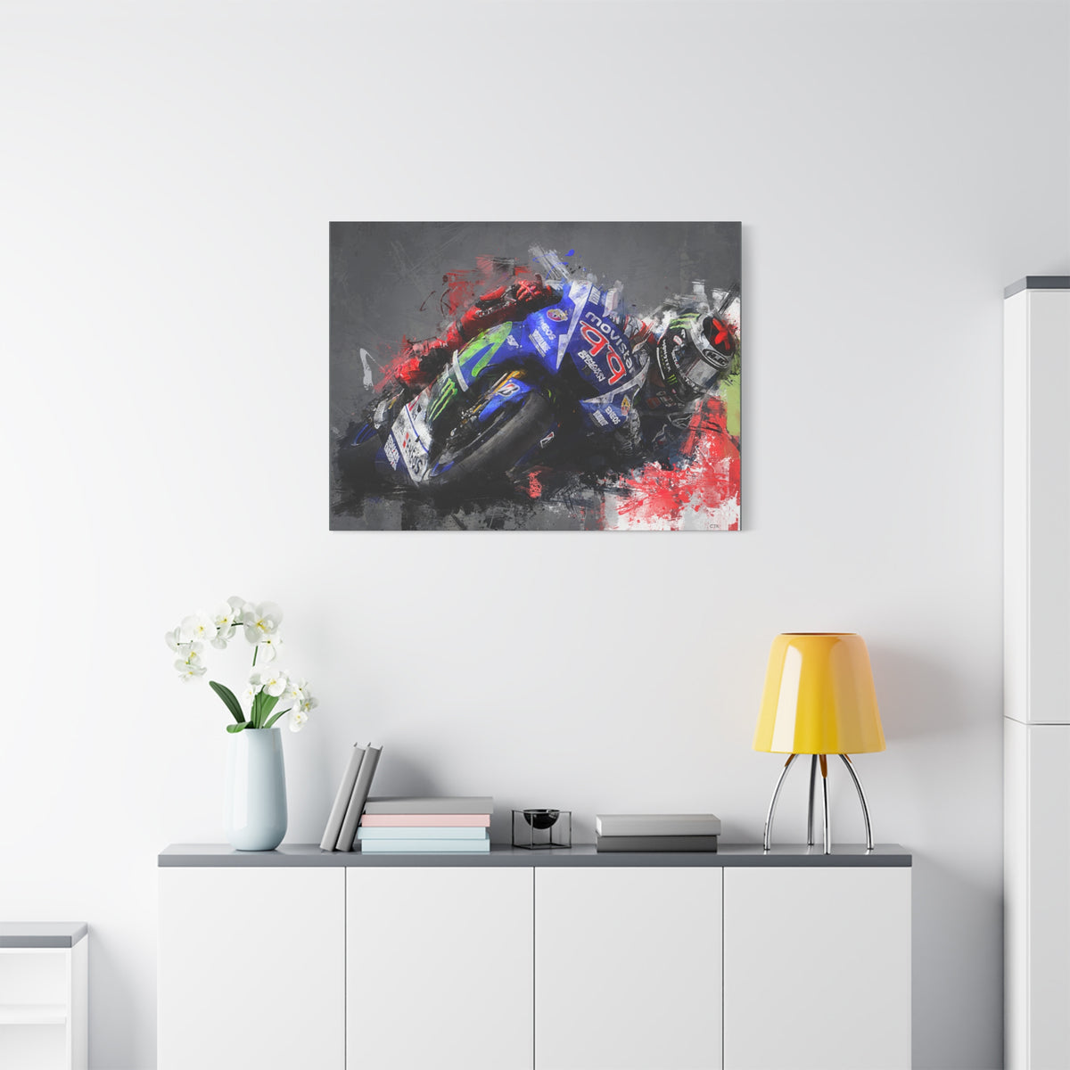 Speed Unleashed: Stretched Canvas Fine Art MotoGP Print Poster - Ready to Hang, Wall Art MotoGP Gift
