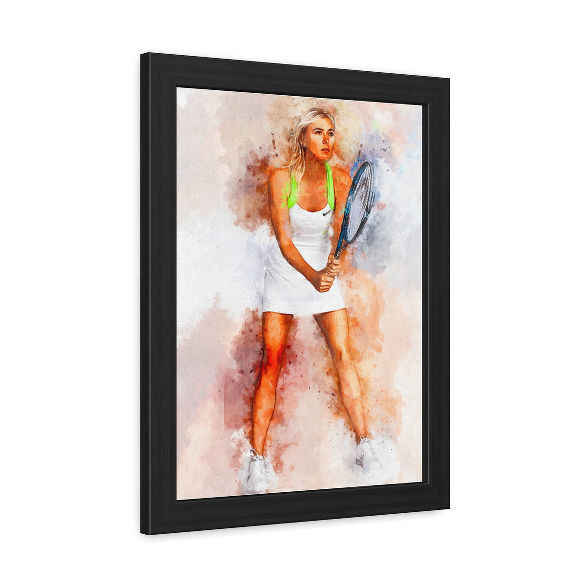 Maria Sharapova Tennis Legend: Ready to Hang Framed Watercolour Fine Art Painting Print Poster, Tennis Wall Art, Tennis Fan Gift