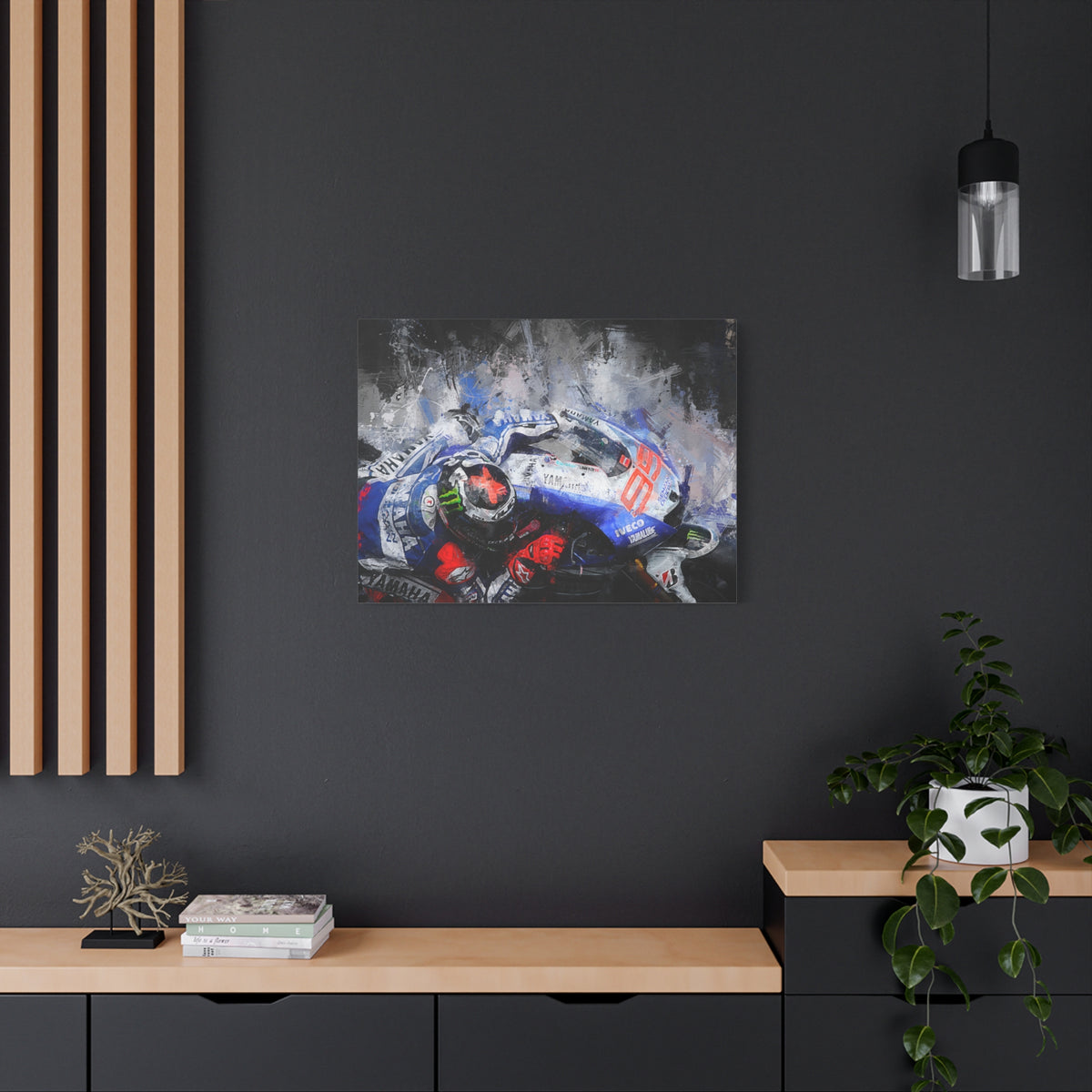 Ride the Rush with Jorge Lorenzo : Stretched Canvas Fine Art MotoGP Print Poster - Ready to Hang, Wall Art MotoGP Gif